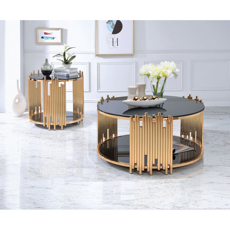 metal frame coffee Table with open shelf