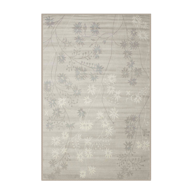 Tapis de zone gris/crème contemporaine, Rectangle 7 pi x 10 pi