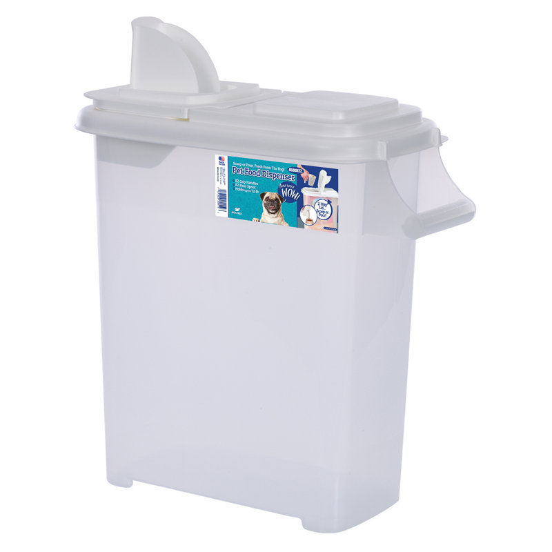 16 Quart Clear Plastic Bird Seed Dispenser with Flip Lid