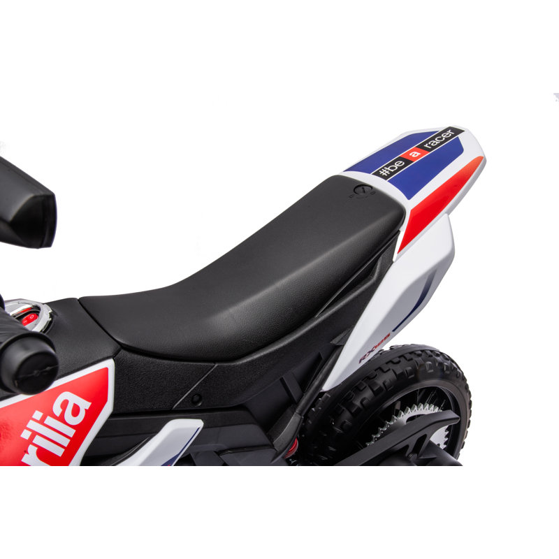 12V White Aprilia Kids Ride-On Motorcycle with Training Wheels