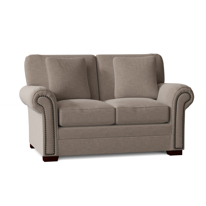 Adrena Loveseat, Craftwood 10 Beige Performance Chenille, Dark Brass, No