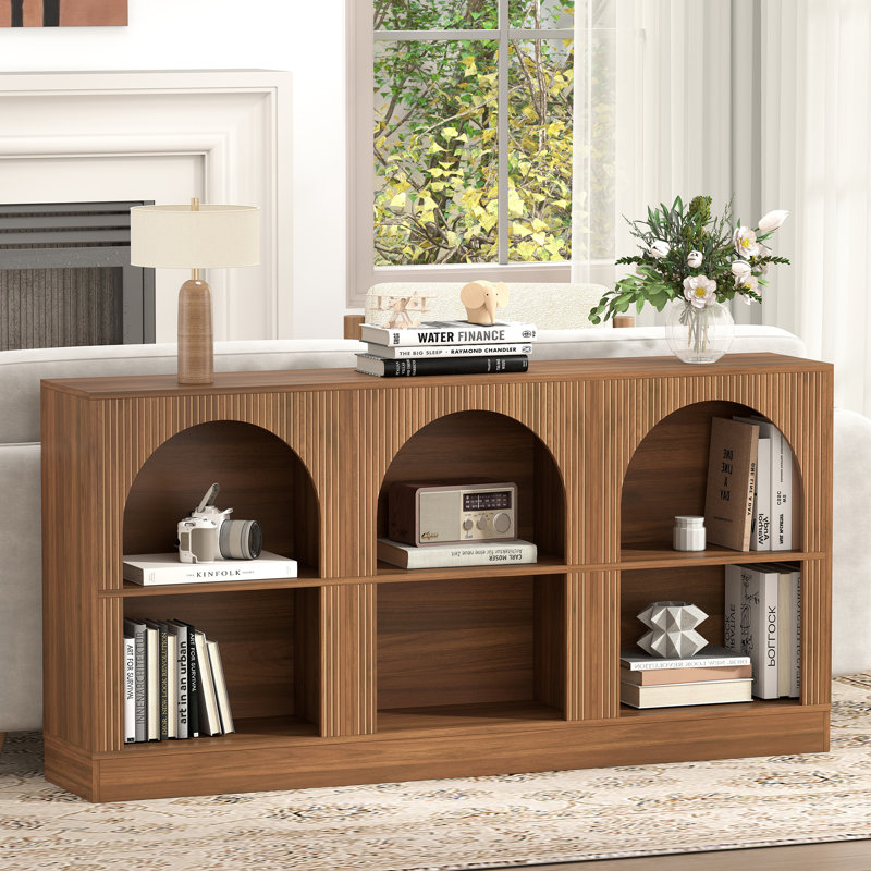63'' Farmhouse Rectangular Entryway Console Table, Walnut