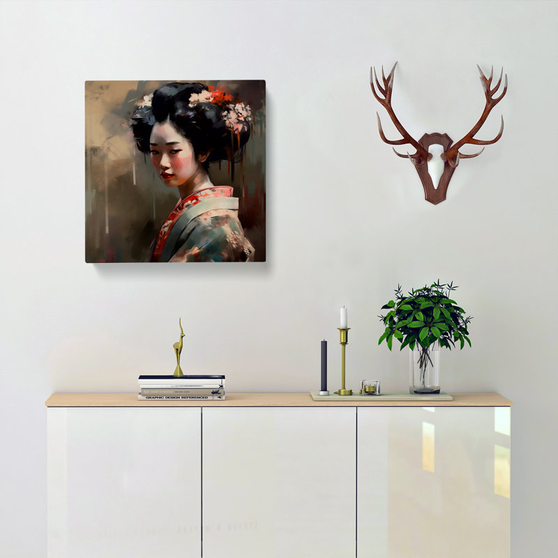 Geisha Post-Impressionism No.1 - No Frame Print, 35cm H x 35cm W x 3cm D