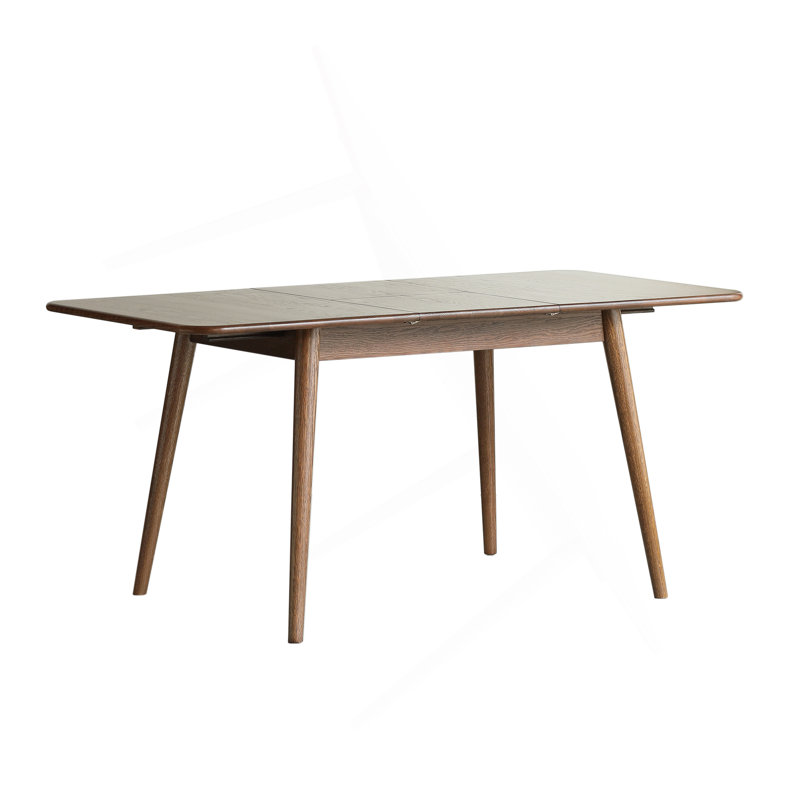 Walnut Colour Solid Oak Round Corner Diagonal Leg Telescopic Table 1.2-1.6M, For 6-8 People To Meet Dining Table Wood (Walnut Colour)