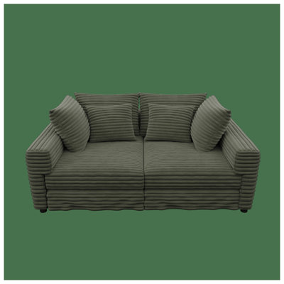 Canapé modulaire 102,4 po en velours côtelé moelleux avec repose-pieds mobile - Coussin de nuage moderne à assise profonde pour salon, mobilier de salon confortable et rembourré 4 places en vert