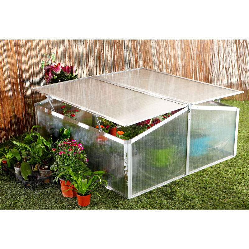 Hanover 39-Inch Double Garden Bed Cold Frame Mini Greenhouse with Adjustable Roof Ventilation