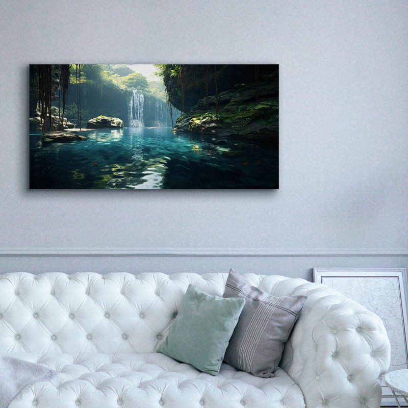«Epic Graffiti», «Tropical Waterfall» par r3darch0n, art mural sur toile, H 12 po x l 24 po x P 0,75 po