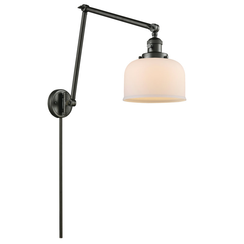 Lampe murale avec bras pivotant 1 lumière Kiger, Bronze huilé, Boîtier blanc mat, Ampoule DEL 6 watts Vinage
