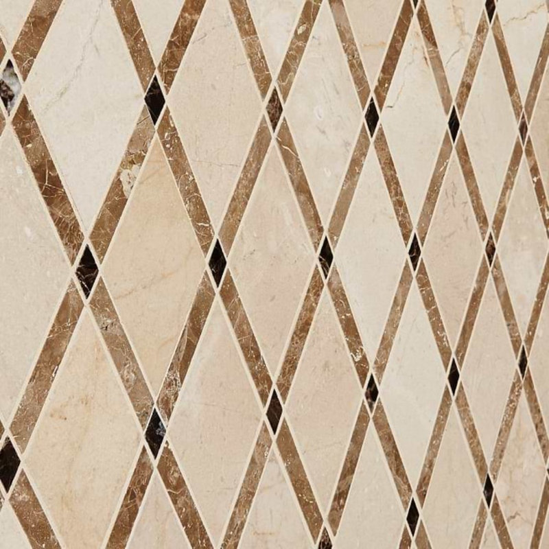 Imperial Blend Polished Marble Mosaic Tile, Woodland/Beige