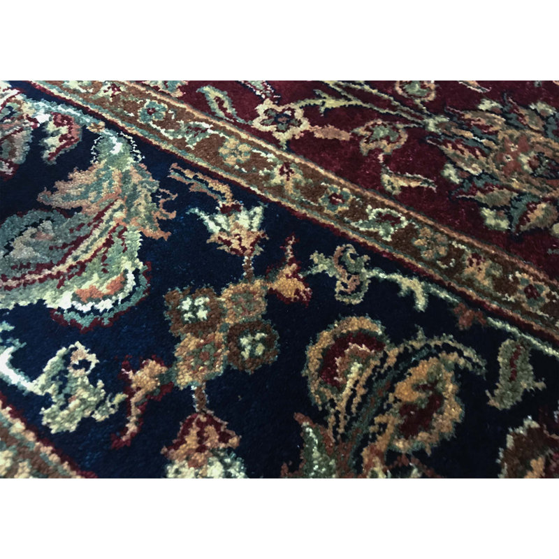 Sona Wool Oriental Area Rug in Red/Navy