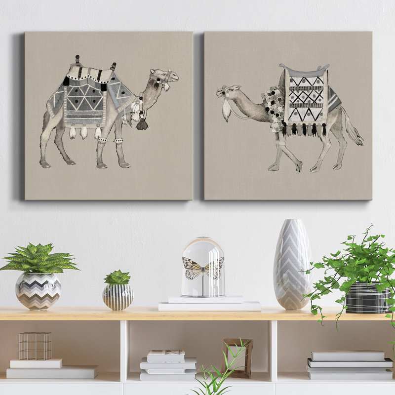 Exotic Camel I - ensemble de 2 reproductions sur toiles tendues, H 16 po x l 32 po x P 1 po