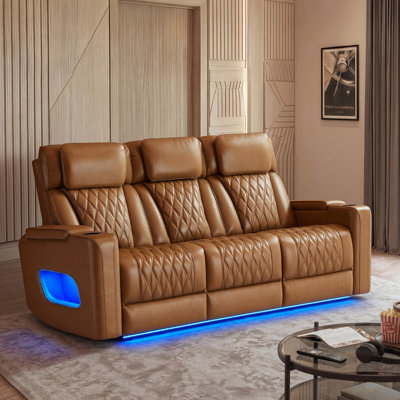 84.8’’ 3-Seat Power Recliner Sofa With Dual Motors And LED Ambient Lighting