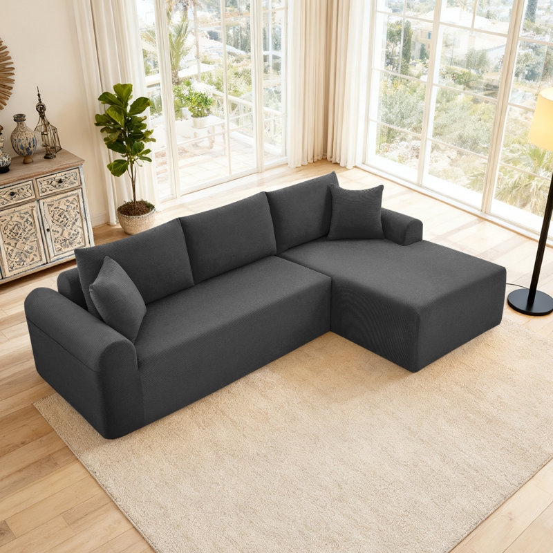 Boneless 103” Modular Sectional Cloud Sofa For Living Room Modern Minimalist Couch With L-shaped Chaise Upholstered Corduroy Couch , Deep Seat, No Assembly Required