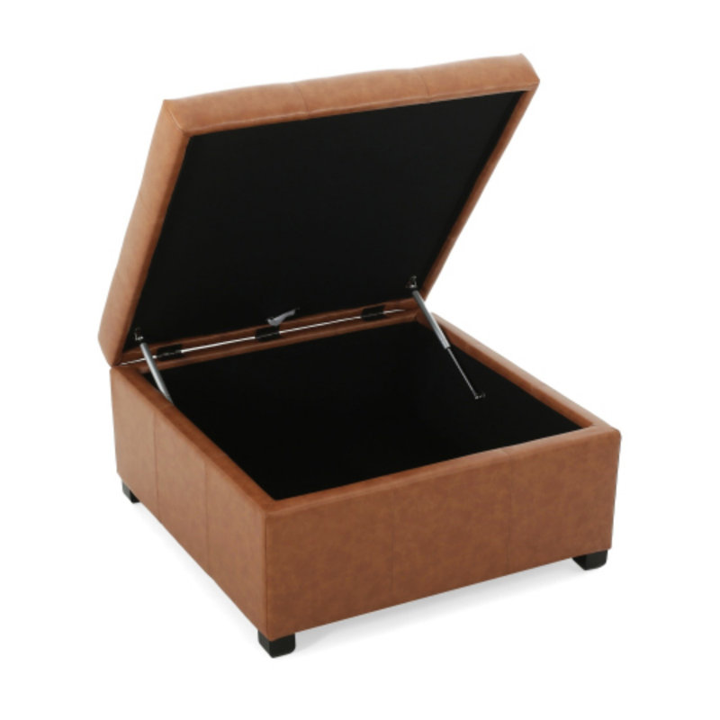 Repose-pieds capitonné en similicuir CARLSBAD, brun cognac