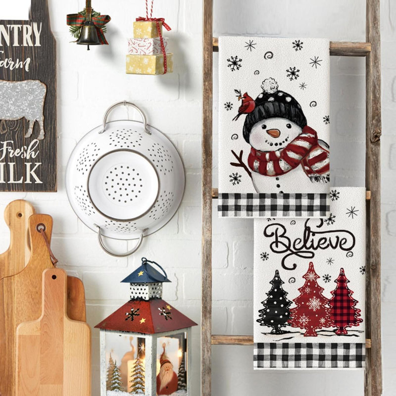 Ensemble de 2 essuie-tout Xmas, Blanc/Noir