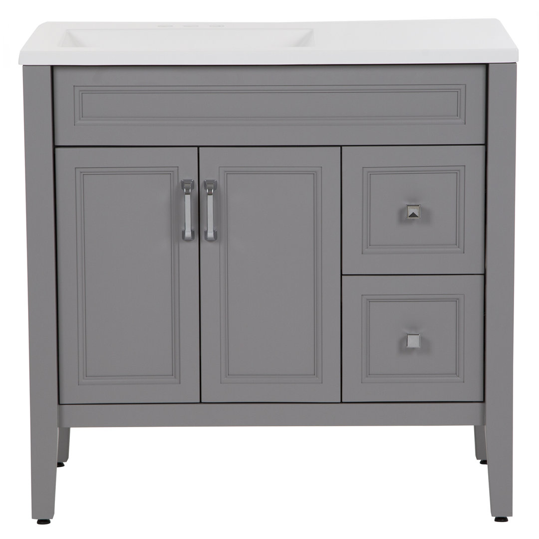 36.5" Single Bathroom Vanity With Cultured Marble Top Red Barrel Studio® Base 