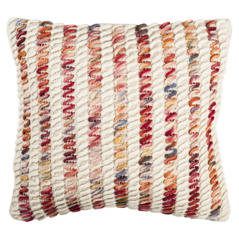 Embroidered Wool Reversible Throw Pillow