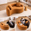 Canapé modulaire en chenille courbé orange à double profondeur S, sans assemblage, convient aux petits espaces de vie, L 66,9 po, 400 lb, siège souple moyen, dossier coussiné, accoudoirs évasés, mousse à haute résilience, coussins décoratifs 2-1528453662