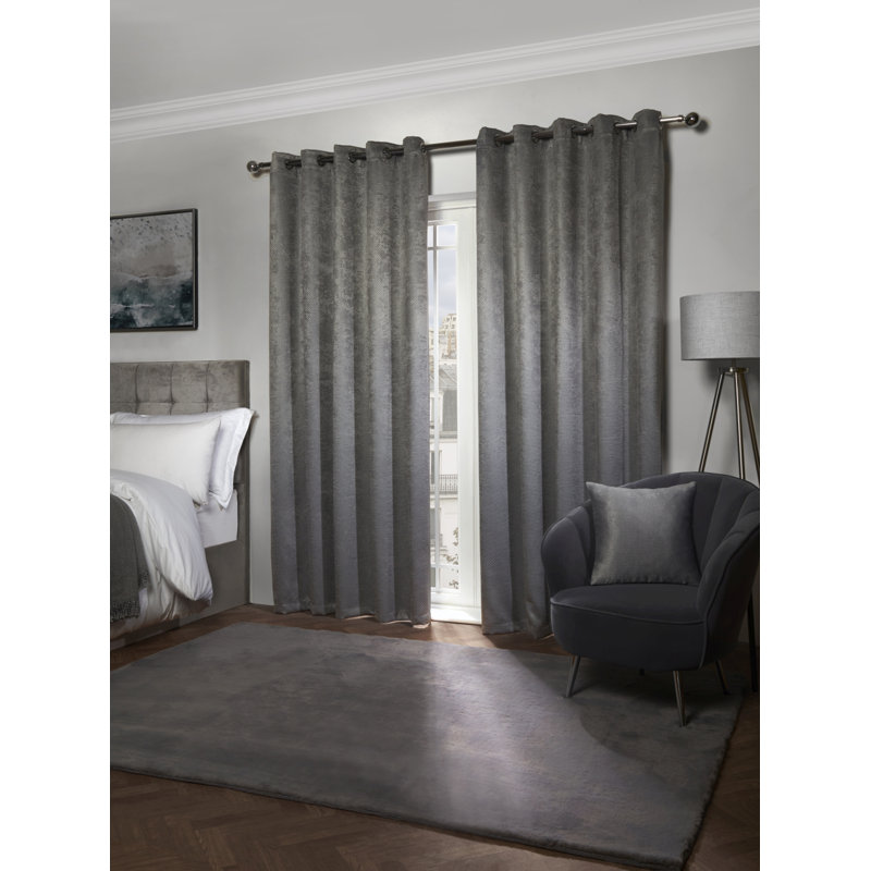 Ambiance Blackout Curtain Pair, 116 W x 137 D cm, Charcoal