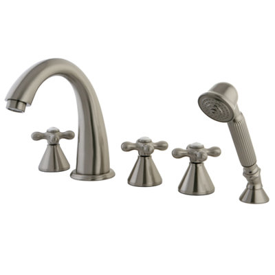 Naples Triple Handle Deck Mounted Roman Tub Faucet with Handshower