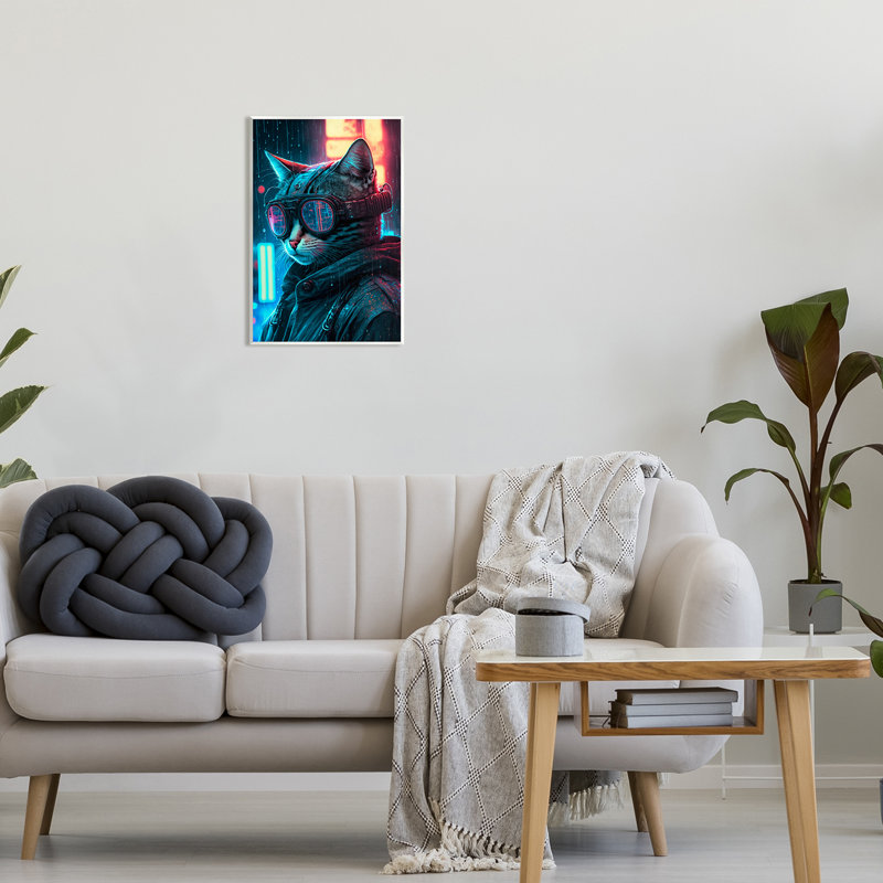 Art sur plaque Stupell Industries Cybercat, H 19 po x l 13 po