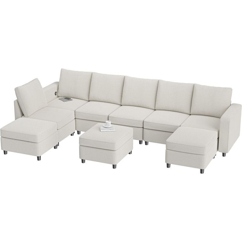 Canapé modulaire 9 pièces VINGLI, Polyester beige