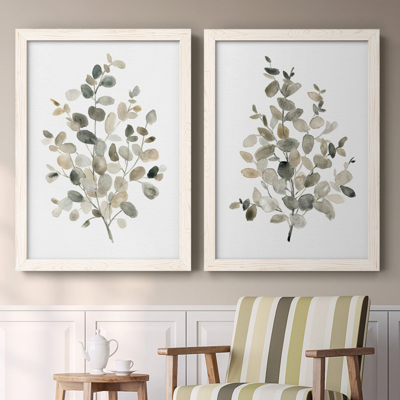 Neutre Eucalyptus I-Premium, toile encadrée - prête à être accrochée, H 36,5 po x l 53 po, Blanc