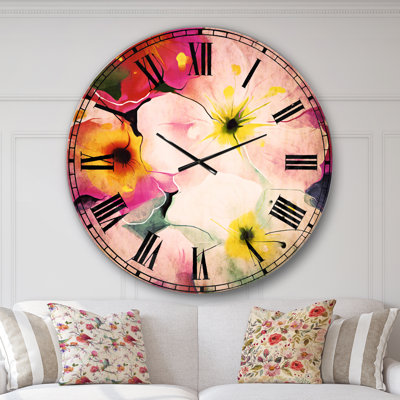 Colorful Watercolor Floral Pattern - Traditional wall clock