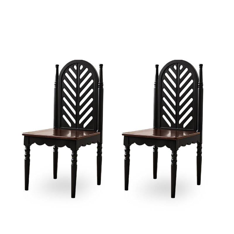 Chaise à dossier haut en bois massif noyer noir
