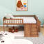 Wood Bed Frame with Storage Shelf, Slide and Guardrail-604606422