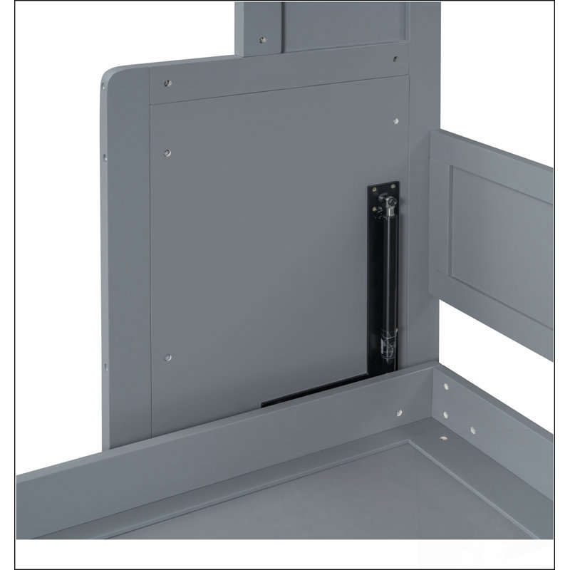Lit escamotable Murphy avec placard et tiroirs, Gris