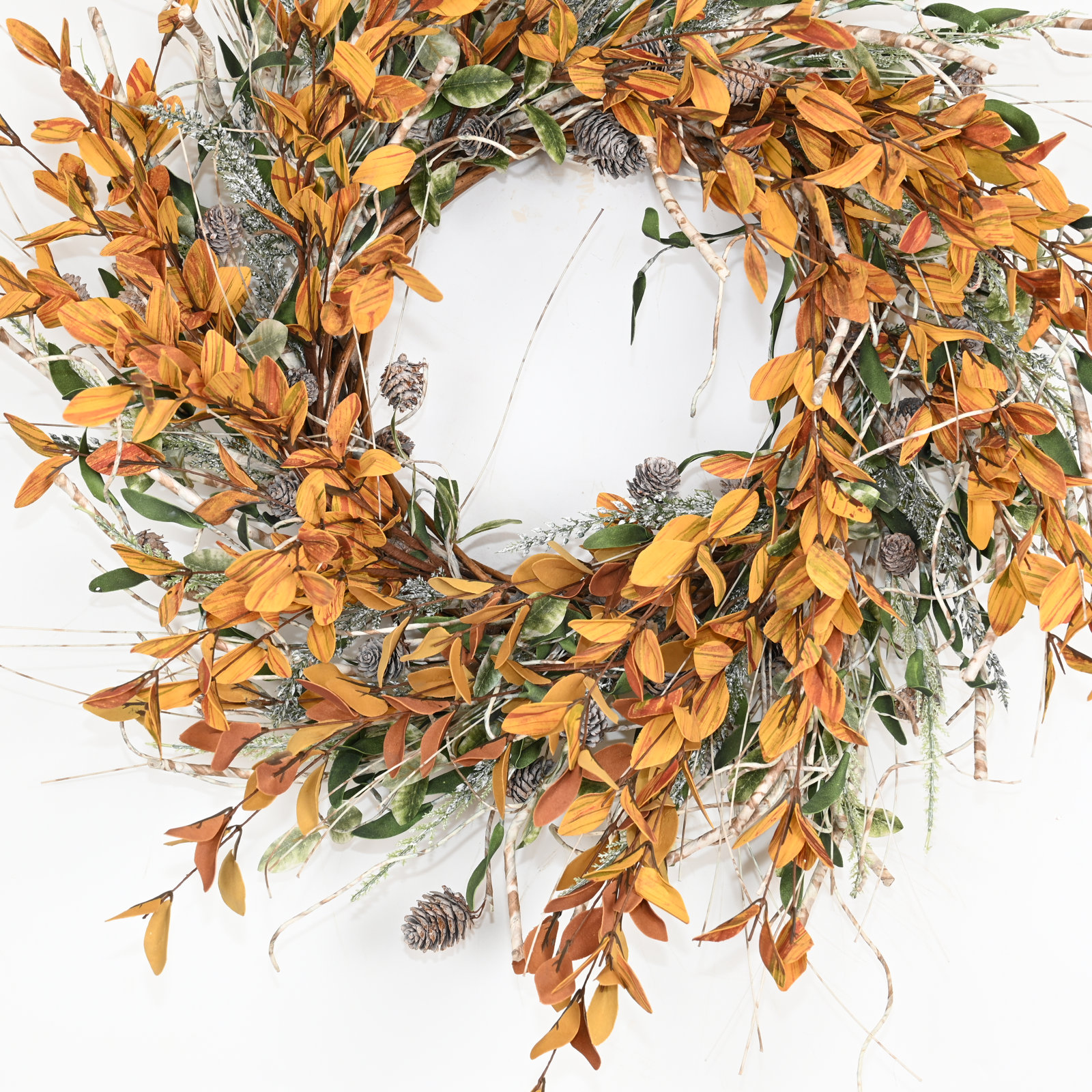 26" Frosted Mixed Thanksgiving Wreath, Orange
