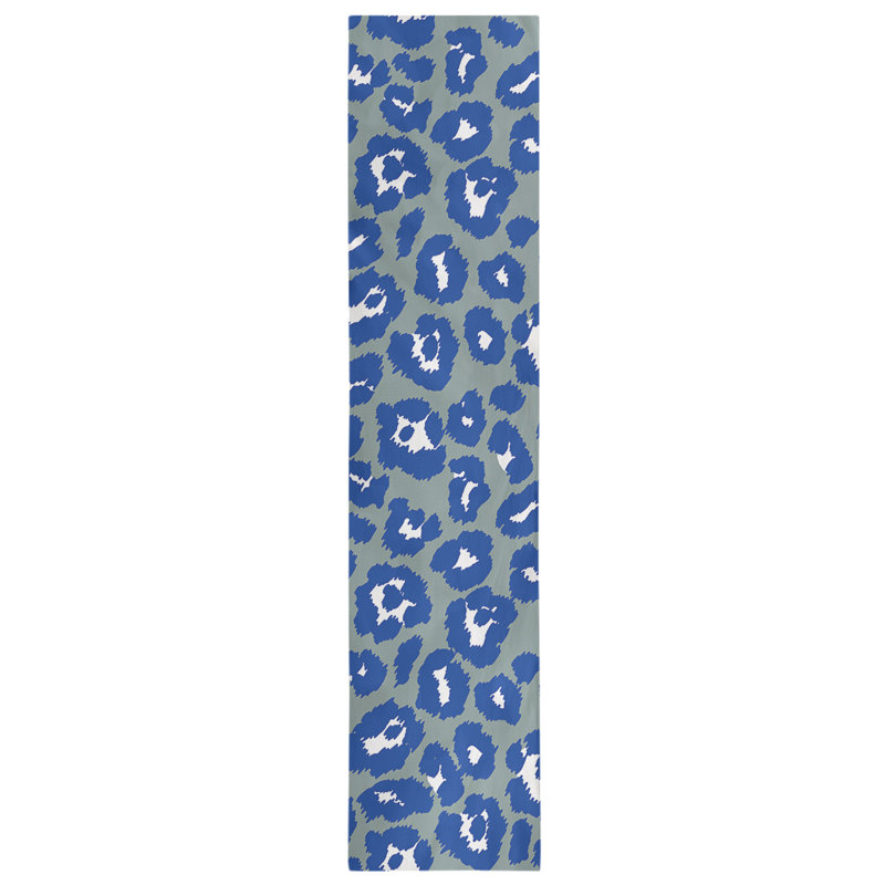 Animal Print Table Runner, 72" x 16", Silver/Blue/Green