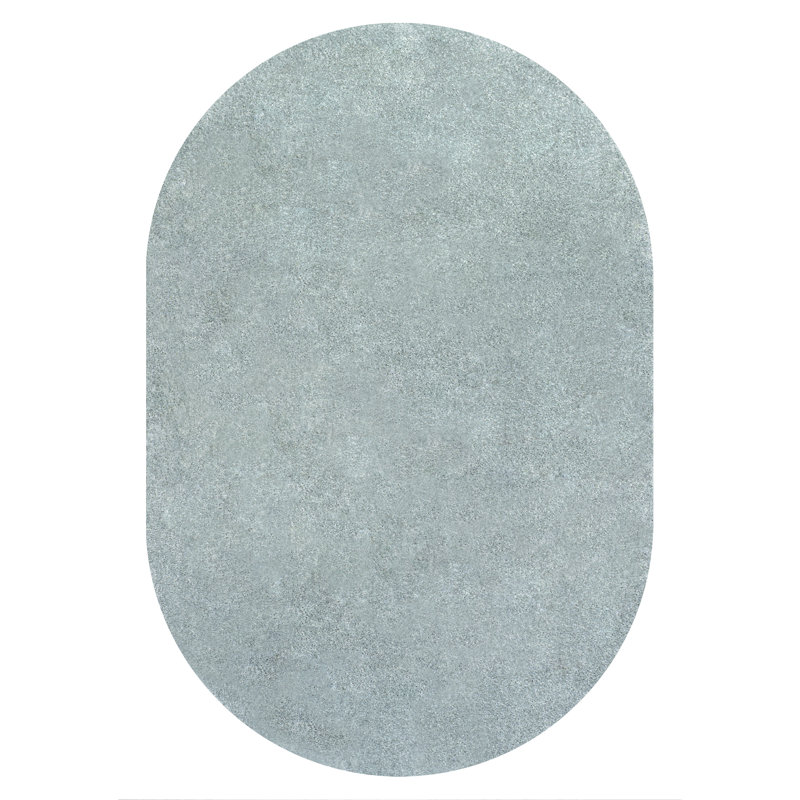 Tapis bleu uni à poils courts Arzel, Ovale 3 pi x 5 pi