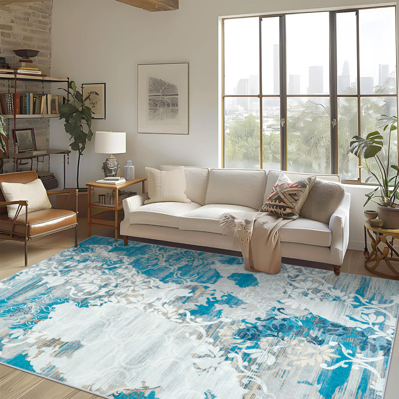 Large Living Room Area Rug Soft Abstract Farmhouse Rugs For Bedroom Under Dining Table, Rectangle 5' x 8'