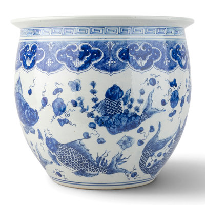 Blue and White Porcelain Fishbowl Planter