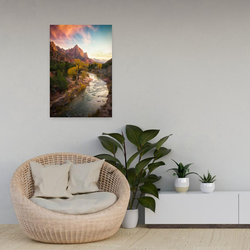 Zion National Park Abstract Contemporary Autumn Landscape Wall Art Print 1 Piece Wrapped Canvas Wall Art