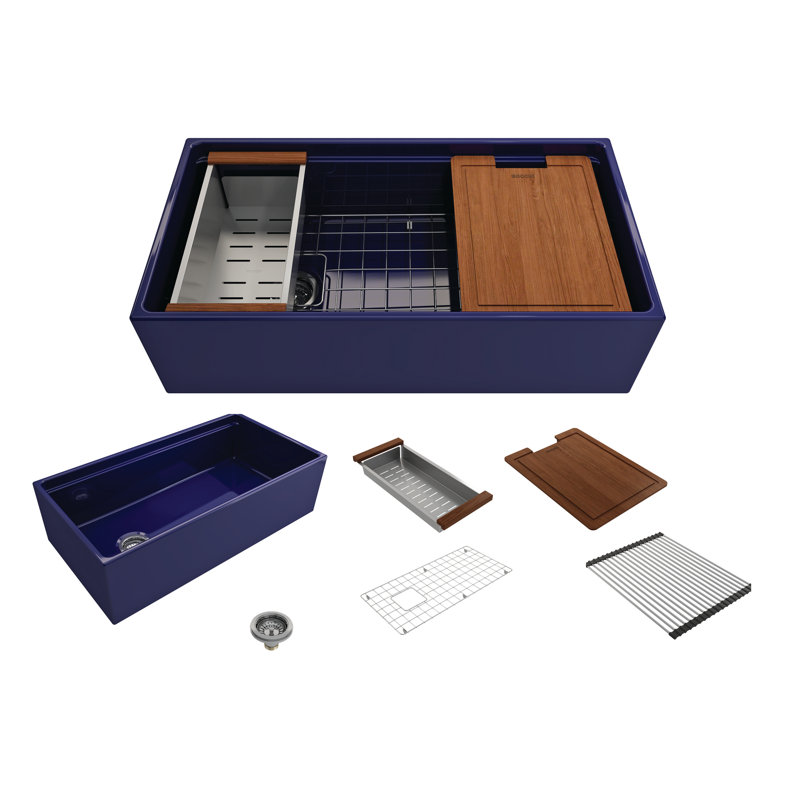 30'' L Single Basin Kitchen Sink, Sapphire Blue