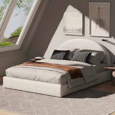 Boucle Bed Frame With Headboard