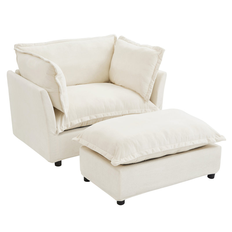 Chaise d'appoint rembourrée avec repose-pieds, Beige