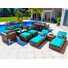 Ensemble de conversation en osier / rotin brun pour 14 personnes avec coussins Sunbrella Collection Tuscany