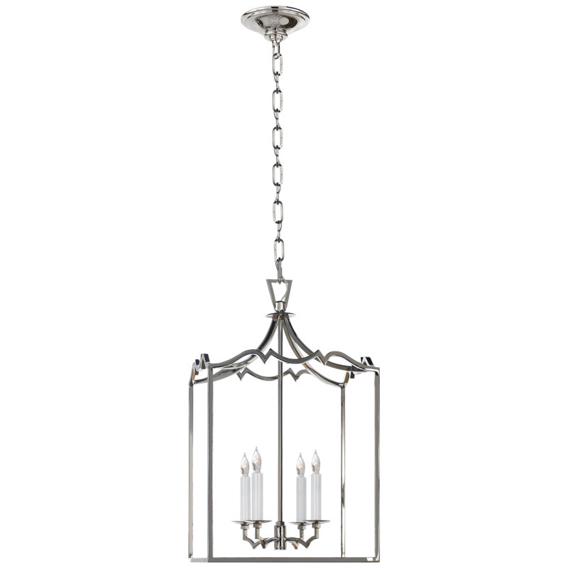 Chapman & Myers Darlana Small Fancy Lantern, Polished Nickel, 22" H x 12.75" W x 12.75" D