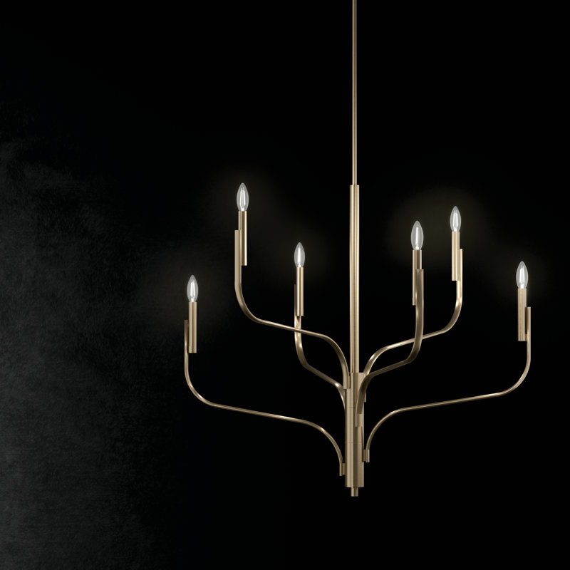 Lustre classique / traditionnel en acier à intensité variable , Bronze, H 47,75 po x l 47,75 po x P 47,75 po, 8