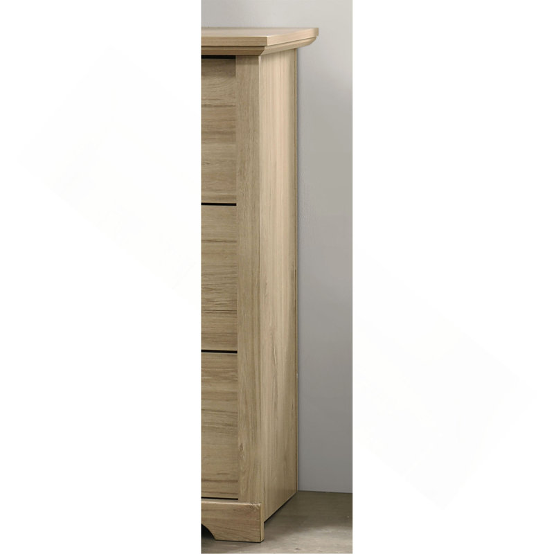 Commode 6 tiroirs avec poignées, Chêne clair