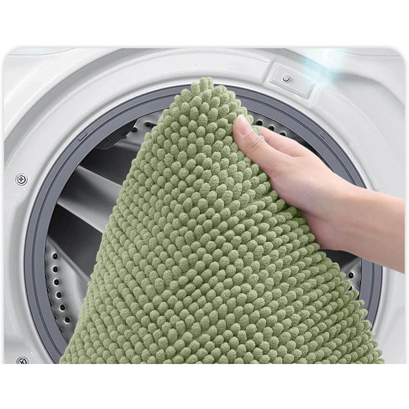 Chenille Non-Slip Bath Mat, Sage Green