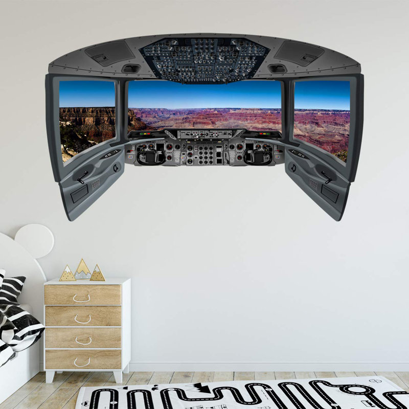 Murale fenêtre plane de canyon grand pour cockpit Viraj, H 13 po x l 22 po