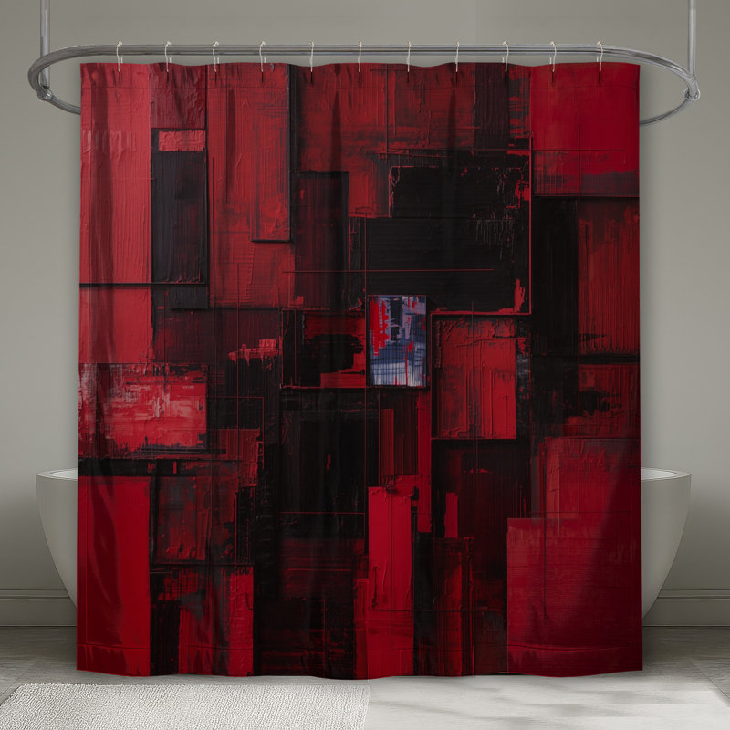 Rideaux de douche Red Rectangles, L 70 po x H 84 po
