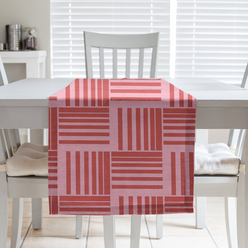 Festive Hol Festive Basket Table Runner, 90" L x 16" W, Red/Pink, Cotton blend