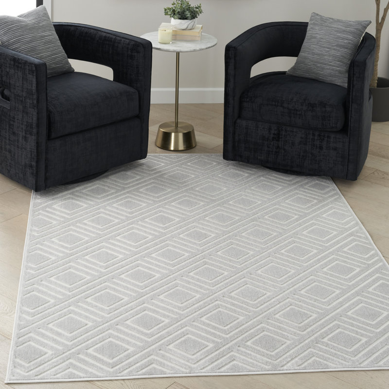 Tapis d'intérieur gris clair Ebern Designs Garp, Rectangle 6 pi 7 po x 9 pi 2 po