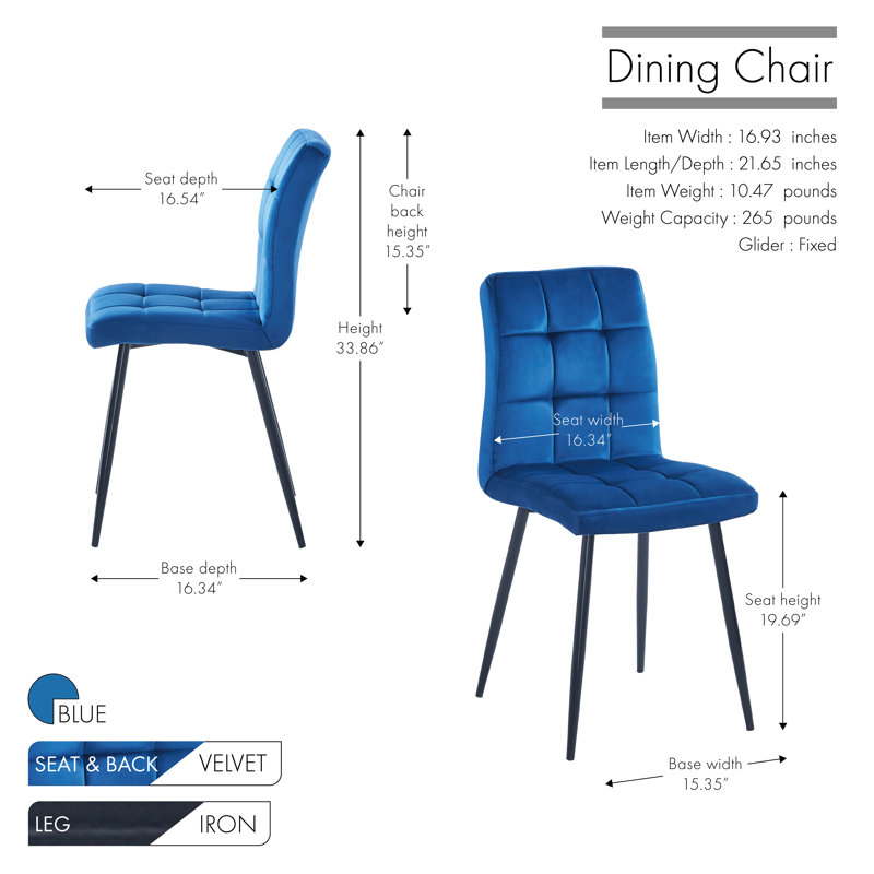 Lovica Upholstered Dining Chair, Blue
